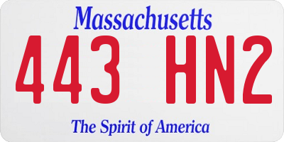 MA license plate 443HN2