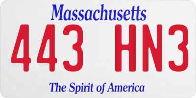 MA license plate 443HN3