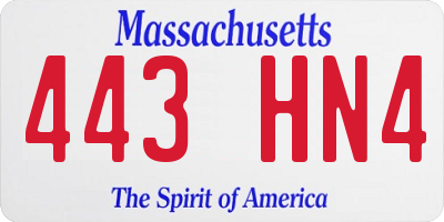 MA license plate 443HN4