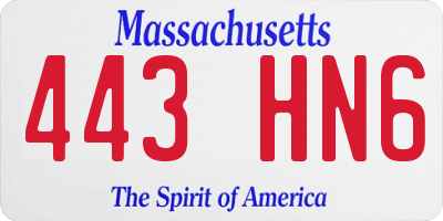 MA license plate 443HN6