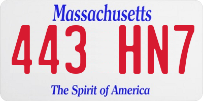 MA license plate 443HN7
