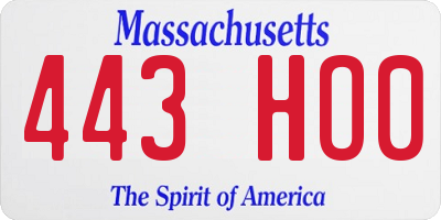 MA license plate 443HO0