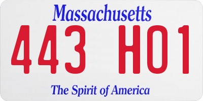 MA license plate 443HO1