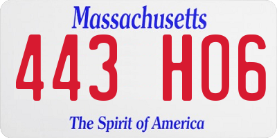 MA license plate 443HO6