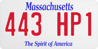 MA license plate 443HP1
