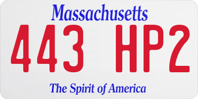 MA license plate 443HP2