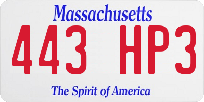 MA license plate 443HP3