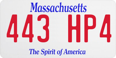 MA license plate 443HP4