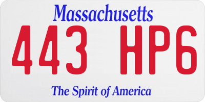 MA license plate 443HP6