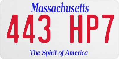 MA license plate 443HP7