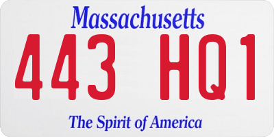 MA license plate 443HQ1