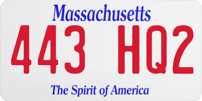 MA license plate 443HQ2