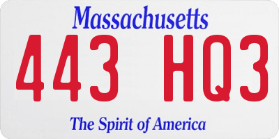 MA license plate 443HQ3