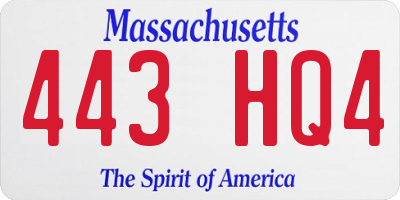 MA license plate 443HQ4