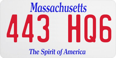 MA license plate 443HQ6