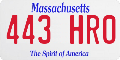 MA license plate 443HR0
