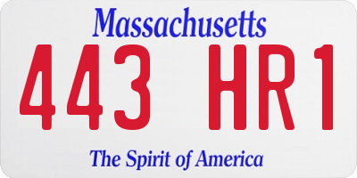 MA license plate 443HR1