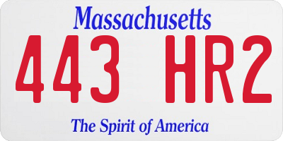 MA license plate 443HR2