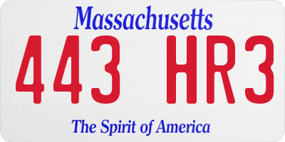 MA license plate 443HR3