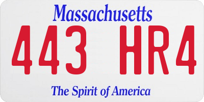 MA license plate 443HR4