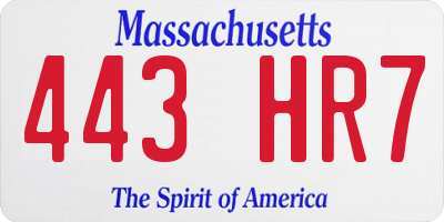 MA license plate 443HR7