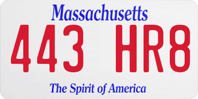 MA license plate 443HR8
