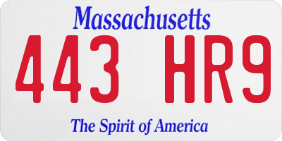 MA license plate 443HR9