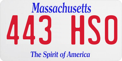 MA license plate 443HS0