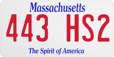 MA license plate 443HS2
