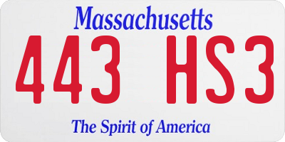 MA license plate 443HS3