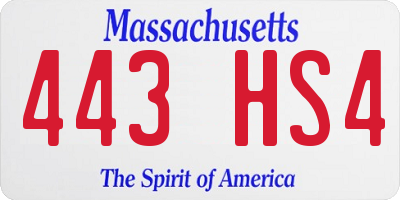 MA license plate 443HS4