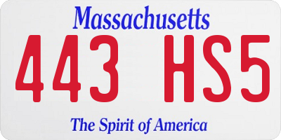 MA license plate 443HS5