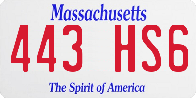 MA license plate 443HS6