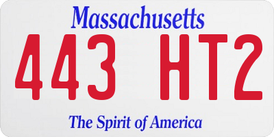MA license plate 443HT2