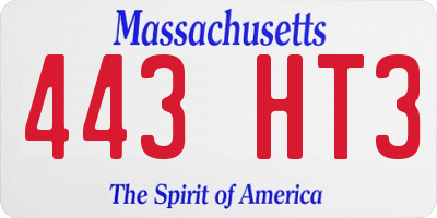 MA license plate 443HT3