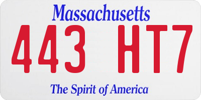 MA license plate 443HT7