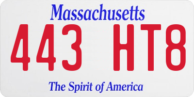 MA license plate 443HT8