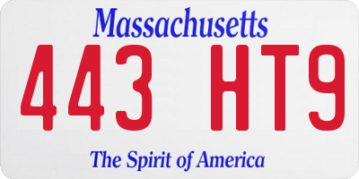 MA license plate 443HT9
