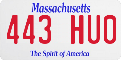 MA license plate 443HU0