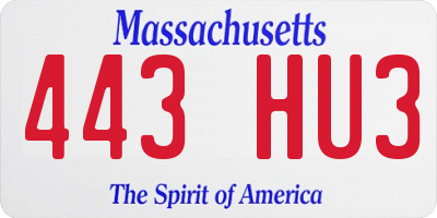 MA license plate 443HU3