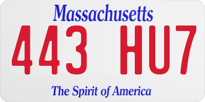 MA license plate 443HU7