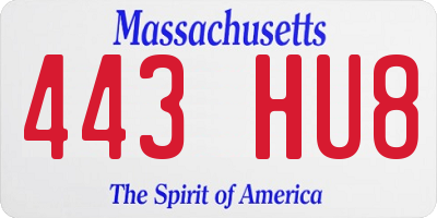 MA license plate 443HU8