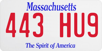 MA license plate 443HU9