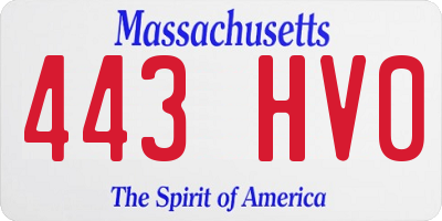 MA license plate 443HV0