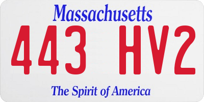 MA license plate 443HV2
