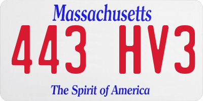 MA license plate 443HV3