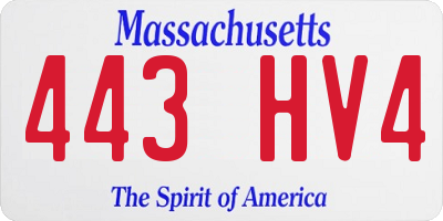 MA license plate 443HV4
