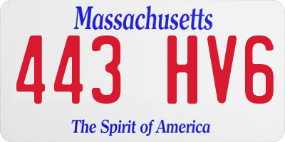 MA license plate 443HV6