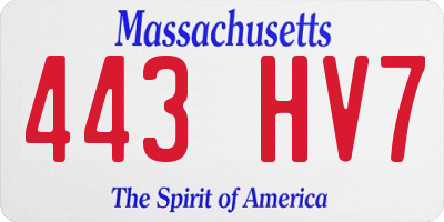 MA license plate 443HV7