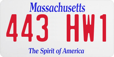 MA license plate 443HW1